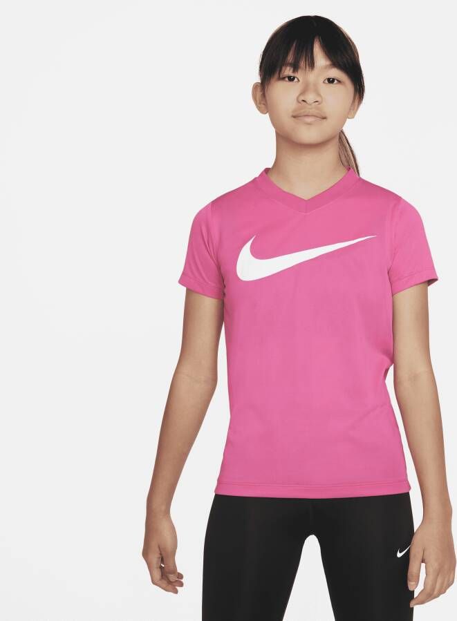 Nike Dri-FIT Legend Trainingsshirt met V-hals voor meisjes Roze