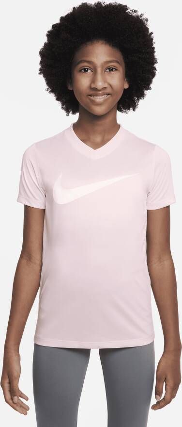 Nike Dri-FIT Legend Trainingsshirt met V-hals voor meisjes Roze