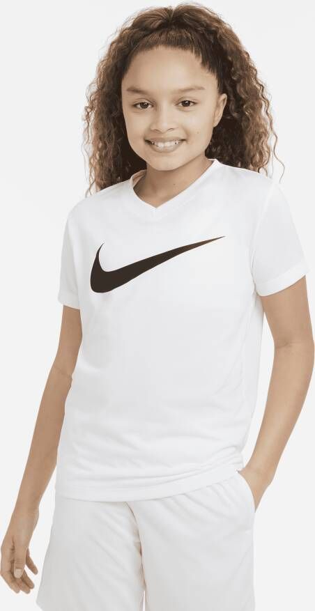 Nike Dri-FIT Legend Trainingsshirt met V-hals voor meisjes Wit