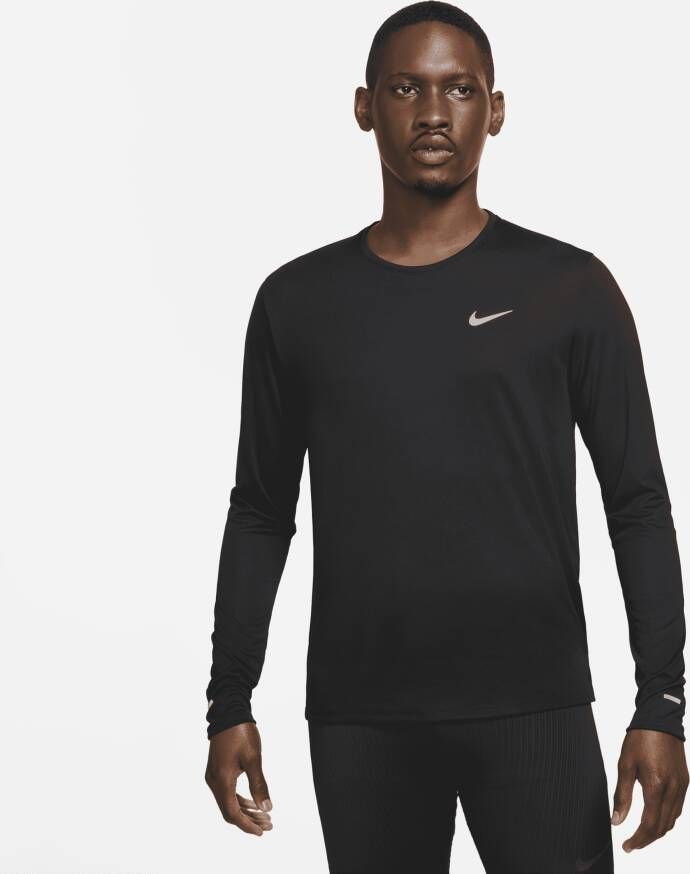 Nike Dri-FIT Miler Hardlooptop met lange mouwen voor heren Zwart