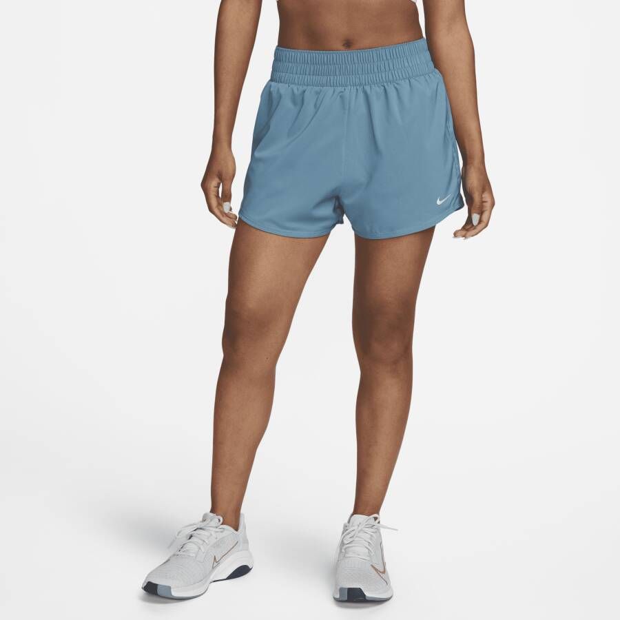 Nike One Dri-FIT damesshorts met hoge taille en binnenbroekje (8 cm) Blauw