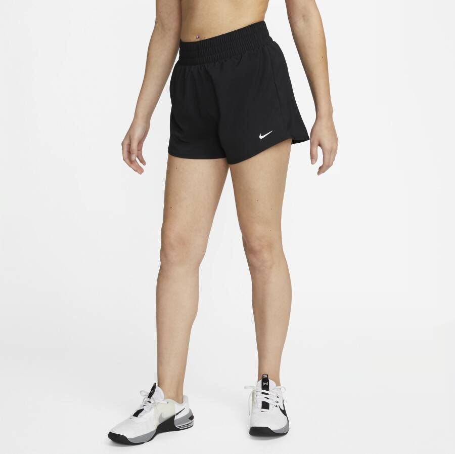 Nike One Dri-FIT damesshorts met hoge taille en binnenbroekje (8 cm) Zwart