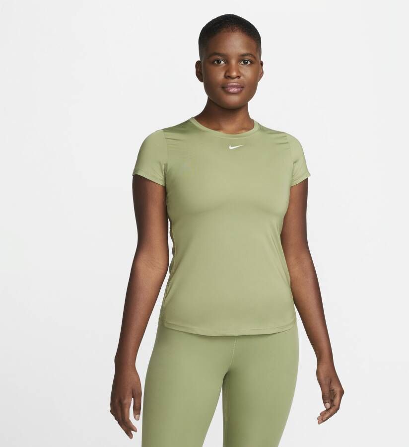 Nike Dri-FIT One Damestop met aansluitende pasvorm en korte mouwen Groen