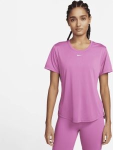 Nike Dri-FIT One Damestop met standaardpasvorm en korte mouwen Roze