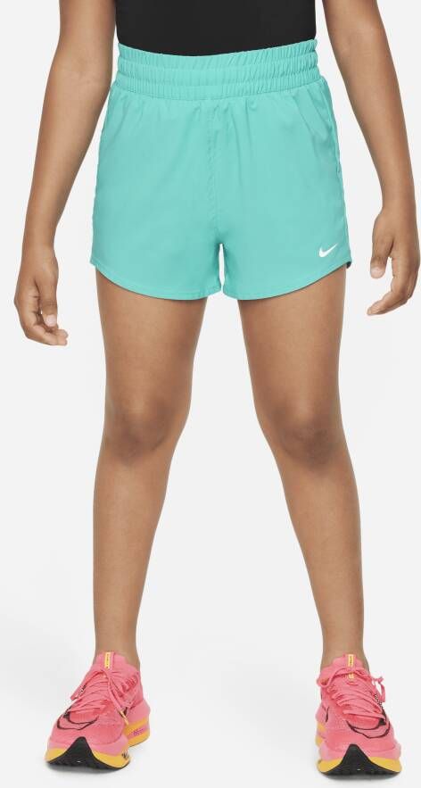Nike Dri-FIT One geweven trainingsshorts met hoge taille voor meisjes Groen