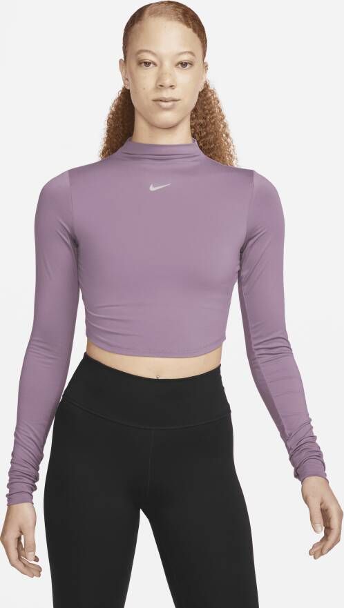 Nike Dri-FIT One Luxe croptop met lange mouwen voor dames Paars