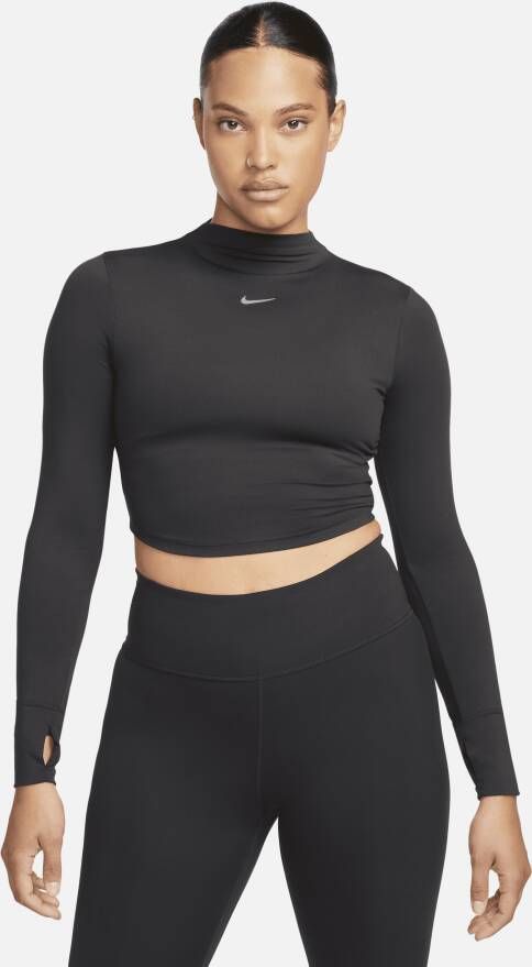 Nike Dri-FIT One Luxe croptop met lange mouwen voor dames Zwart