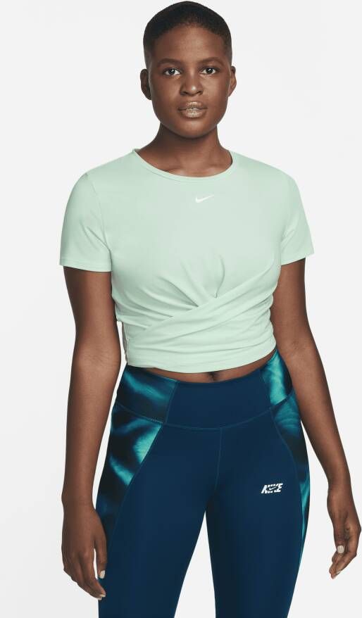 Nike Dri-FIT One Luxe Korte damestop met een twist en korte mouwen Groen