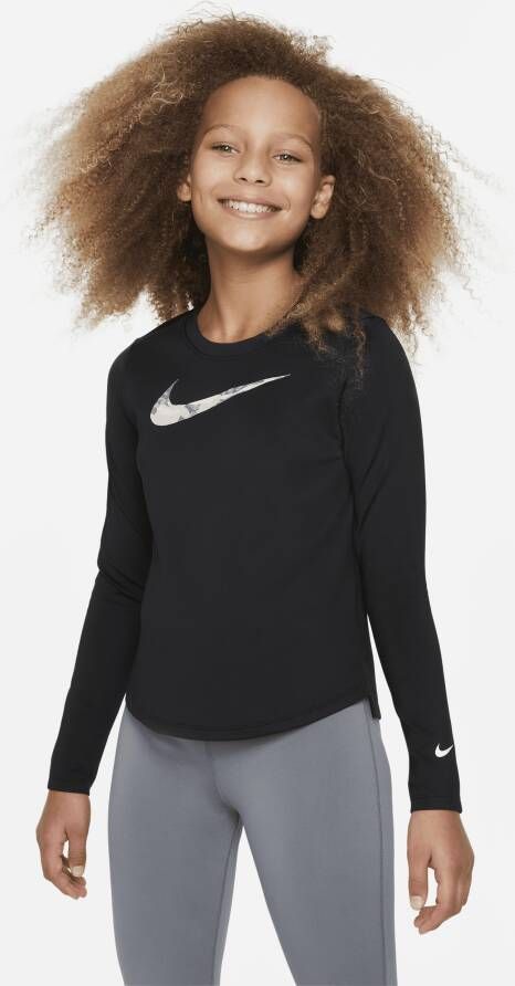 Nike Dri-FIT One Meisjestop met lange mouwen Zwart