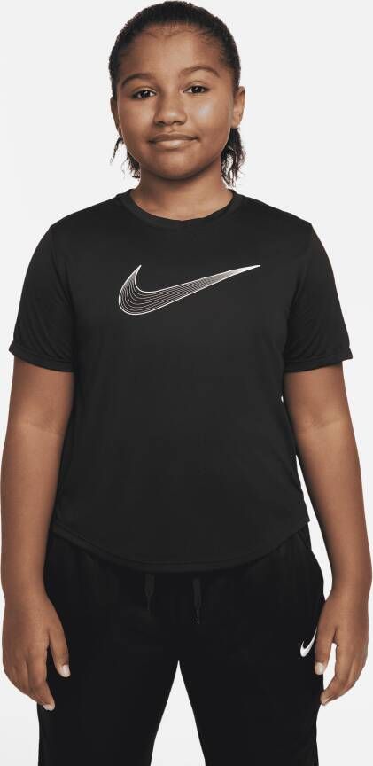 Nike Dri-FIT One Trainingstop met korte mouwen voor meisjes (ruimere maten) Zwart