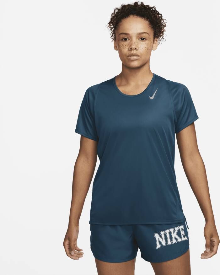 Nike Dri-FIT Race Hardlooptop met korte mouwen voor dames Blauw