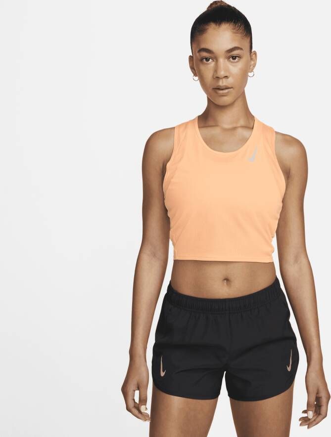 Nike Dri-FIT Race Korte hardlooptanktop voor dames Oranje