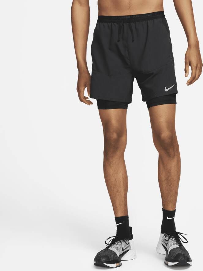 Nike Stride Dri-FIT hybride hardloopshorts voor heren (13 cm) Zwart