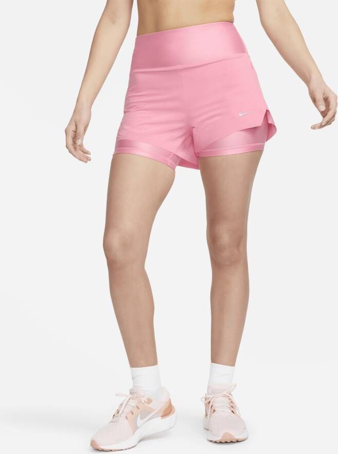 Nike Dri-FIT Swift 2-in-1 hardloopshorts met halfhoge taille en zakken voor dames (8 cm) Roze