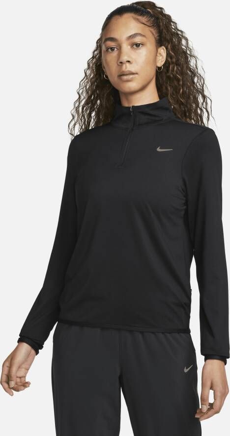 Nike Swift hardlooptop met korte rits en UV-bescherming voor dames Zwart