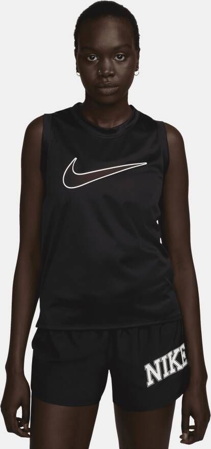 Nike Dri-FIT Swoosh Hardlooptanktop voor dames Zwart