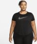 Nike Dri-FIT Swoosh Hardlooptop met korte mouwen voor dames (Plus Size) Zwart - Thumbnail 1
