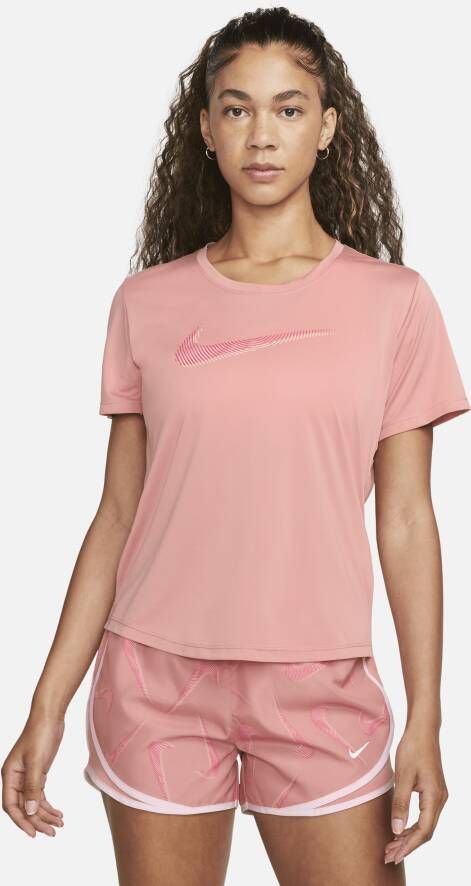 Nike Dri-FIT Swoosh Hardlooptop met korte mouwen voor dames Roze