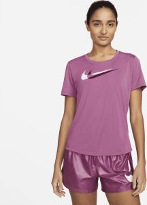 Nike Dri-FIT Swoosh Run Hardlooptop met korte mouwen voor dames Paars