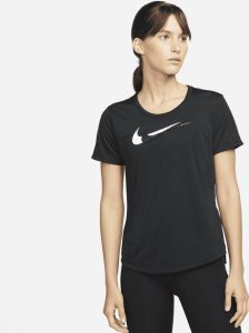 Nike Dri-FIT Swoosh Run Hardlooptop met korte mouwen voor dames Zwart