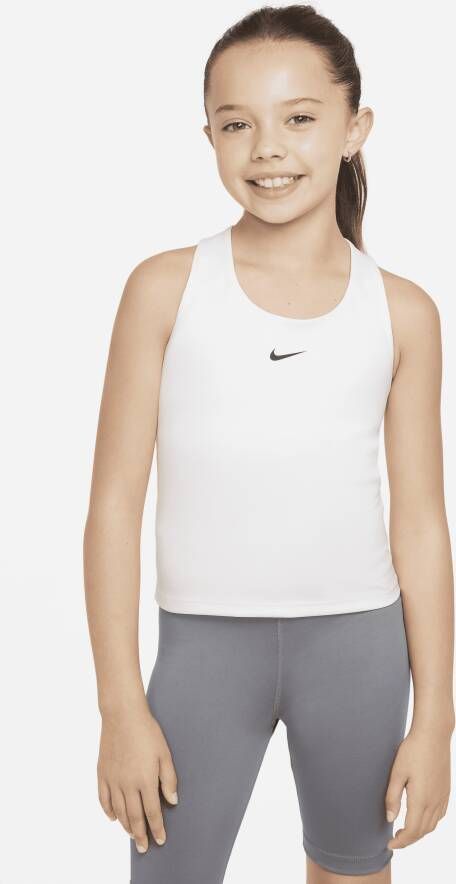 Nike Swoosh Dri-FIT tanktop-sport-bh voor meisjes Wit