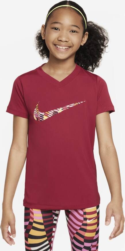 Nike Dri-FIT T-shirt met V-hals voor meisjes Rood