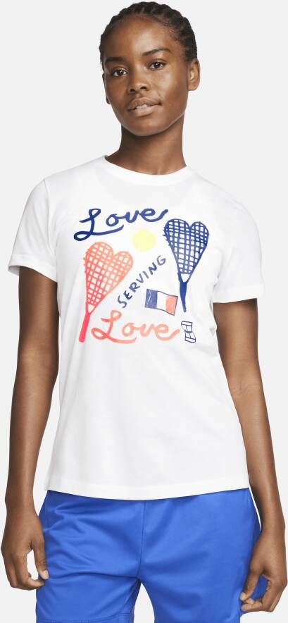 Nike Dri-FIT Tennisshirt voor dames Wit