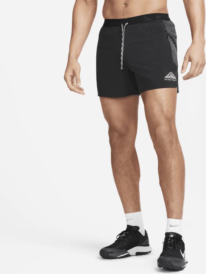 Nike Trail Second Sunrise hardloopshorts met Dri-FIT en binnenbroek voor heren (13 cm) Zwart