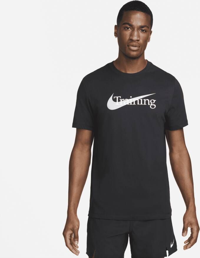 Nike Dri-FIT Trainingsshirt met Swoosh voor heren Zwart