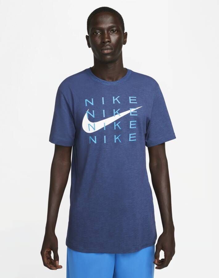 Nike Dri-FIT Trainingsshirt van slub-materiaal voor heren Blauw