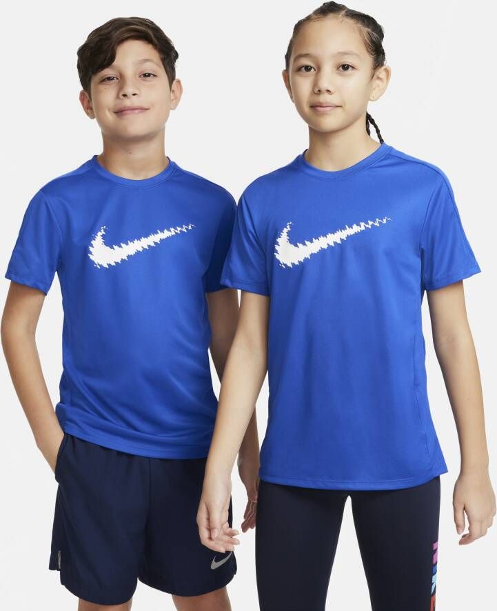 Nike Dri-FIT Trophy Trainingstop met korte mouwen en graphic voor kids Blauw