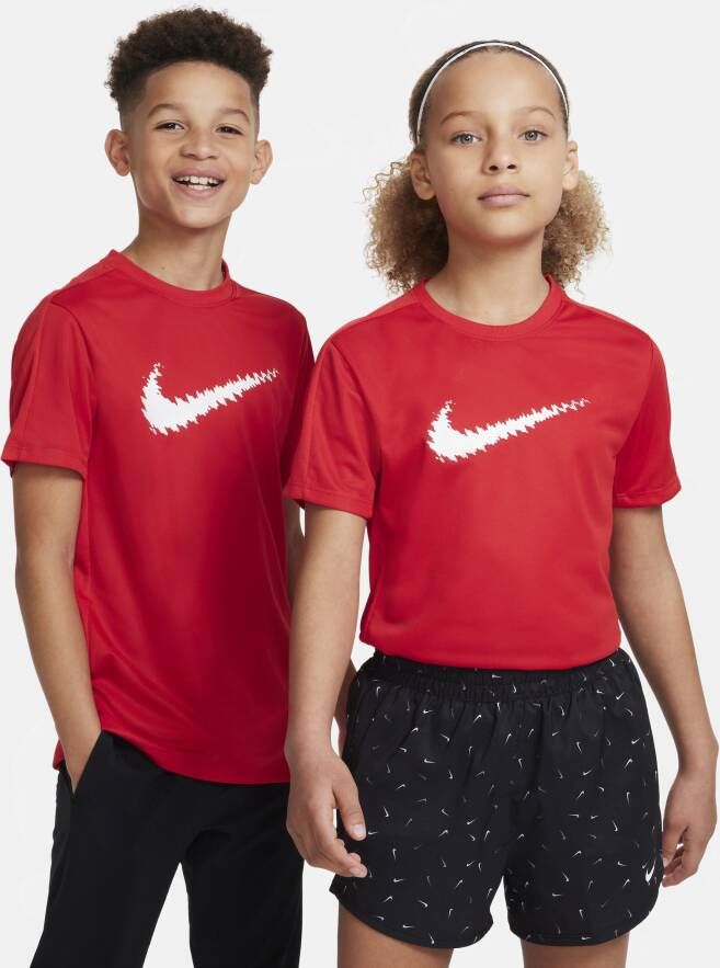 Nike Dri-FIT Trophy Trainingstop met korte mouwen en graphic voor kids Rood