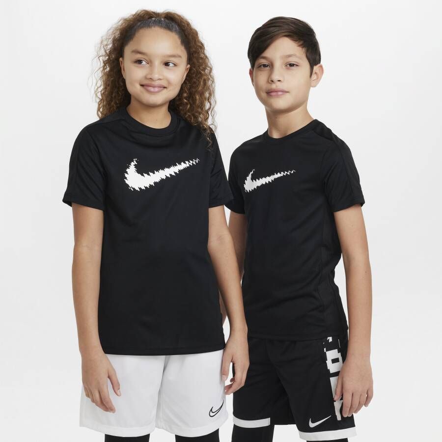 Nike Dri-FIT Trophy Trainingstop met korte mouwen en graphic voor kids Zwart