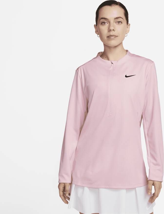 Nike Dri-FIT UV Advantage damestop met halflange rits Roze