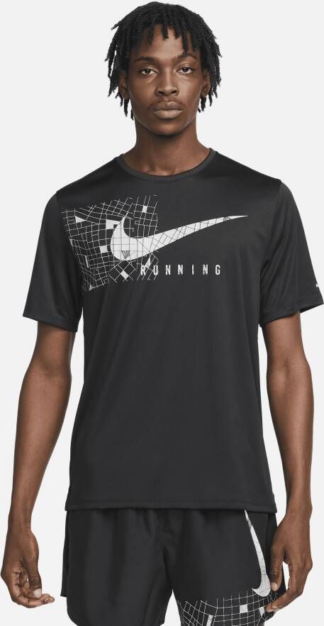 Nike Dri-FIT UV Miler Run Division Hardlooptop met korte mouwen en graphic voor heren Zwart