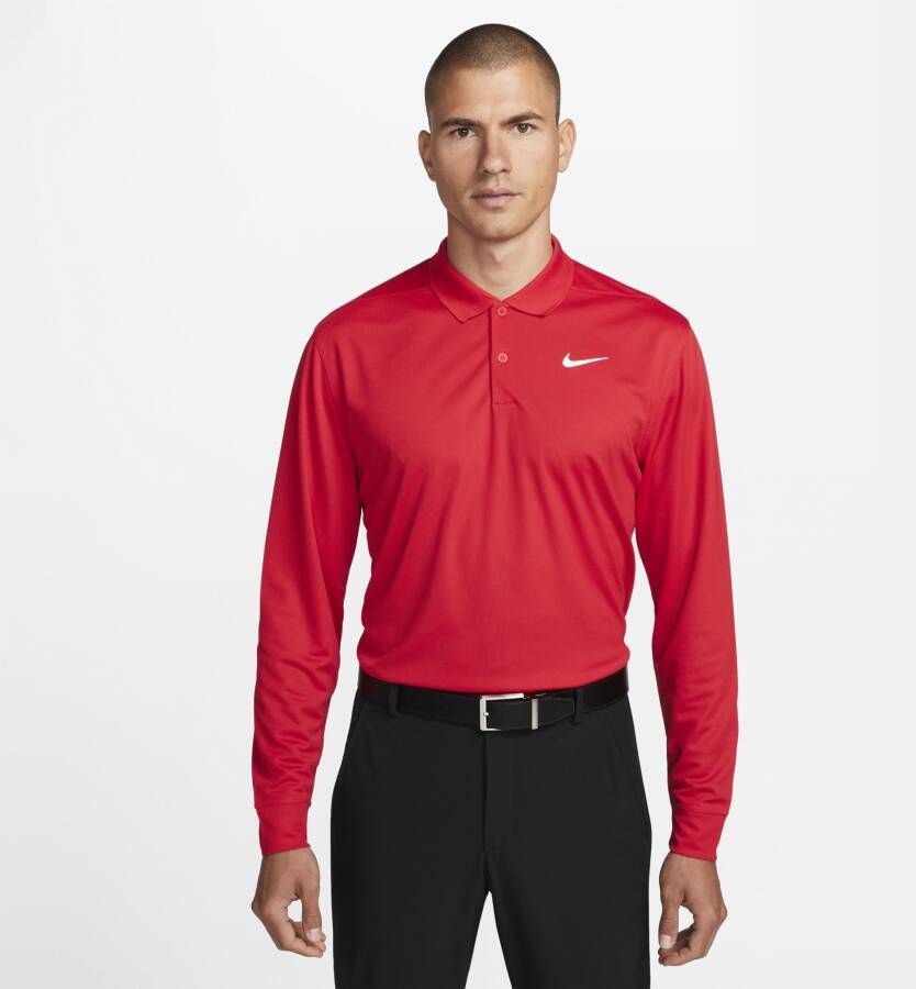 Nike Dri-FIT Victory Golfpolo met lange mouwen voor heren Rood