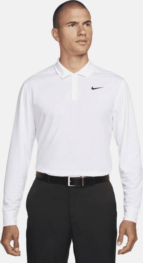 Nike Dri-FIT Victory Golfpolo met lange mouwen voor heren Wit