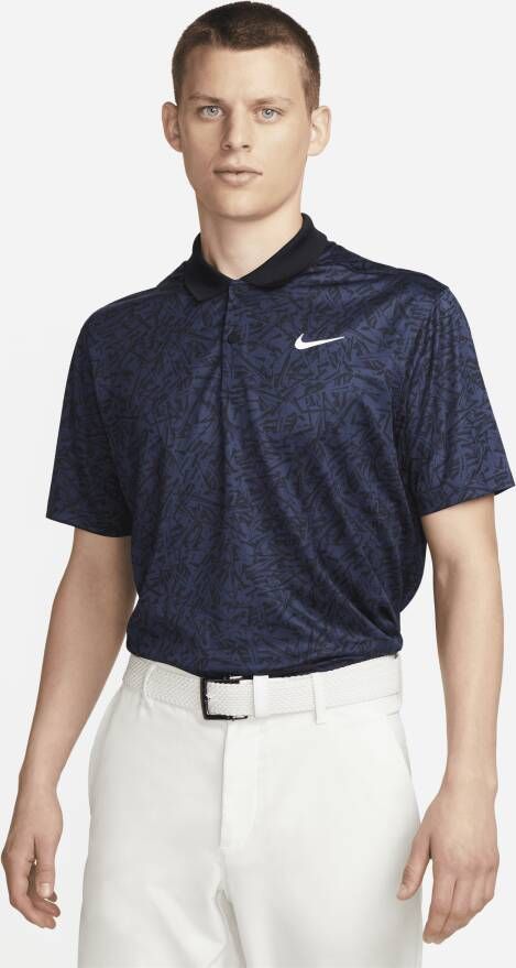 Nike Dri-FIT Victory+ Golfpolo met volledige bedrukking voor heren Blauw