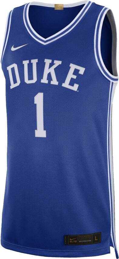 Nike Duke Limited universiteitsbasketbaljersey met Dri-FIT voor heren Blauw