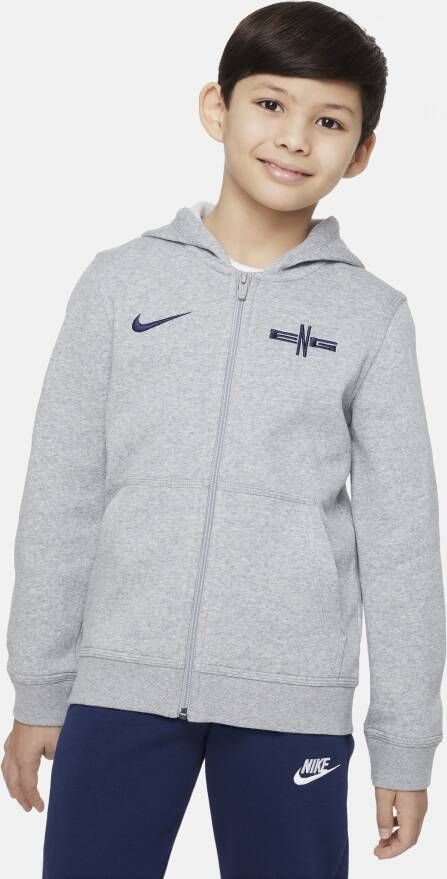 Nike Nationale elftal van Engeland Team Club voetbalhoodie met rits voor kids Grijs