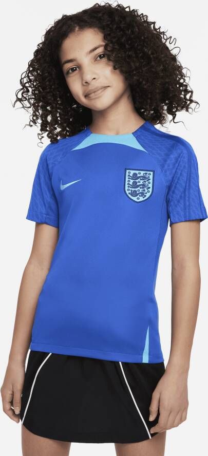 Nike Engeland Strike Dri-FIT voetbaltop met korte mouwen voor kids Blauw