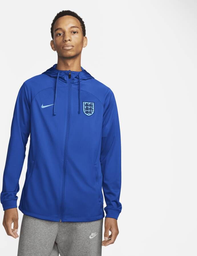 Nike Engeland Strike Dri-FIT voetbaltrainingsjack met capuchon voor heren Blauw
