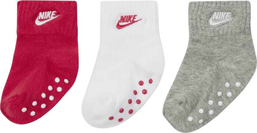 Nike Enkelsokken met anti-slip voor baby's (3 paar) (6-12M) Roze