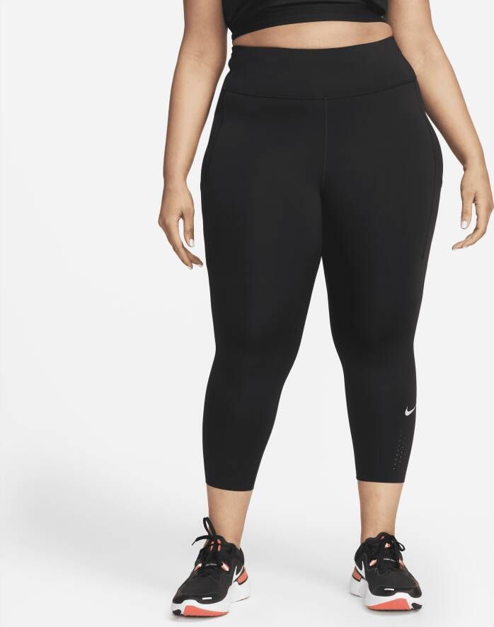 Nike Epic Luxe Korte hardlooplegging met zak en halfhoge taille voor dames (Plus Size) Zwart