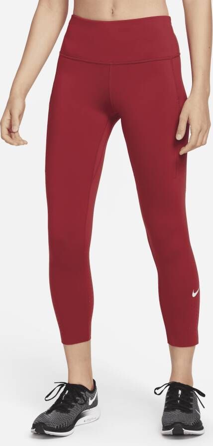 Nike Epic Luxe Korte hardlooplegging met zak en halfhoge taille voor dames Rood