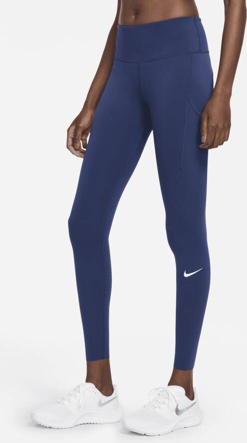 Nike Epic Luxe Legging met halfhoge taille en zakje voor dames Blauw