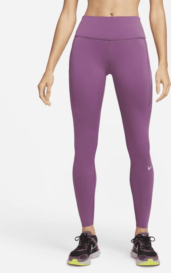 Nike Epic Luxe Legging met halfhoge taille en zakje voor dames Paars