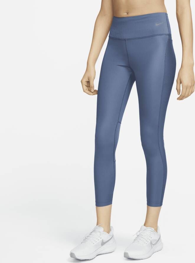 Nike Fast 7 8-hardlooplegging met halfhoge taille en zakken voor dames Blauw