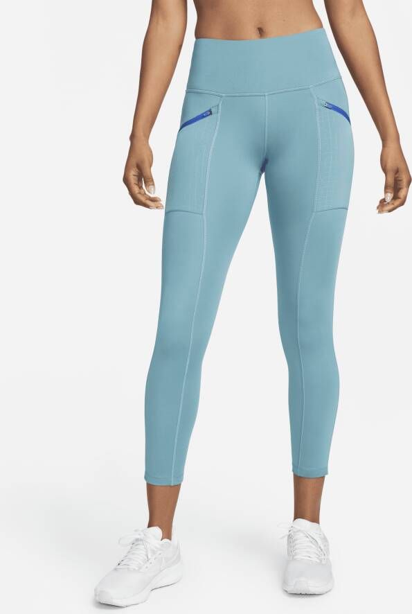 Nike Fast 7 8-hardlooplegging met halfhoge taille en zakken voor dames Groen