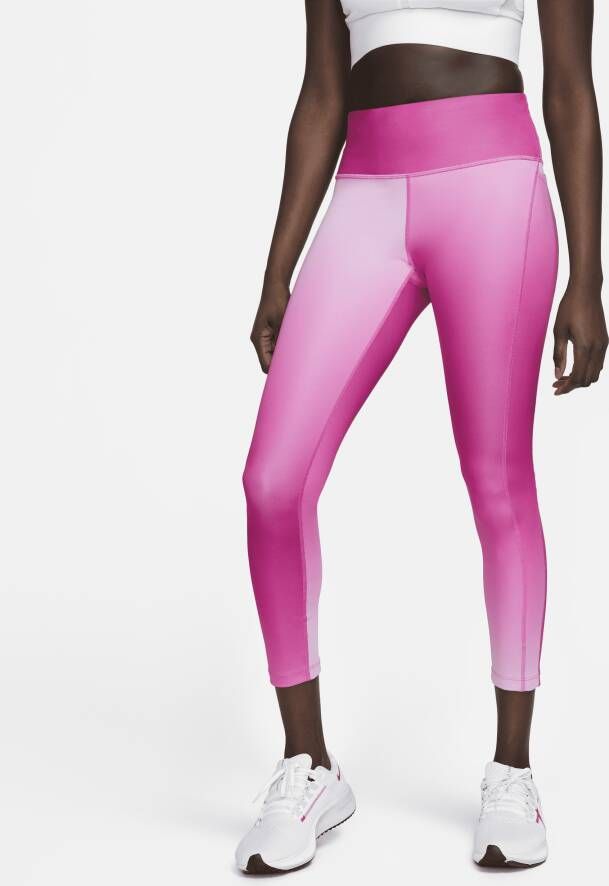 Nike Fast 7 8-hardlooplegging met halfhoge taille kleurverloop zakken voor dames Roze